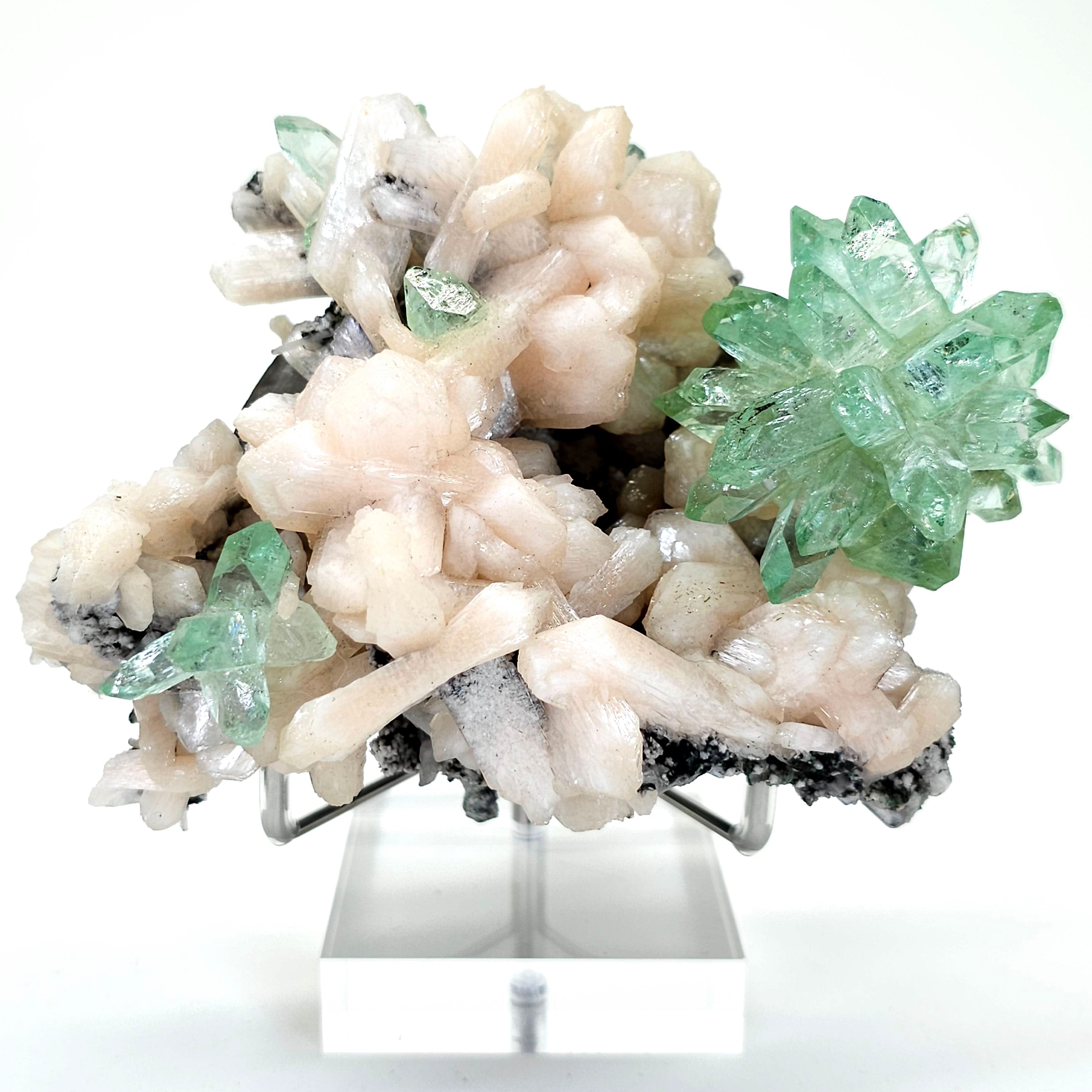 *RARE* Green Apophyllite with store Stilbite raw specimen 413g