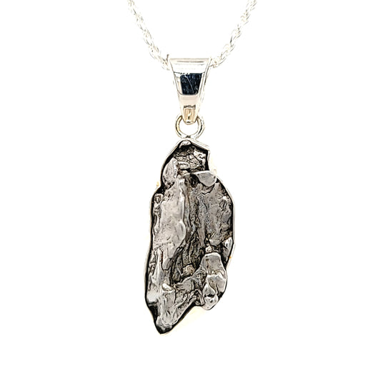 Campo Del Cielo Pendant LARGE 24 Grams Meteorite Rock Necklace Silver Comet Iron Meteorite Stone