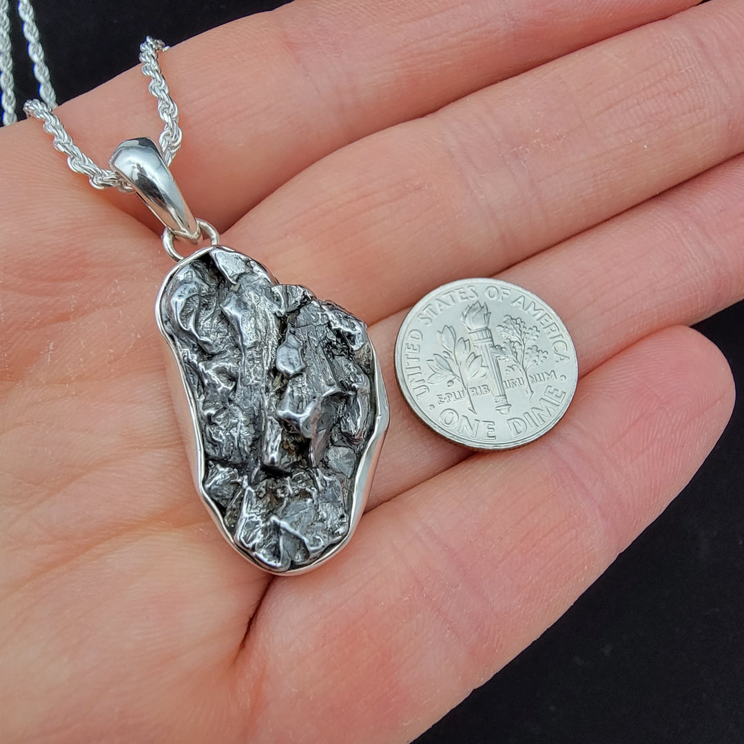 Campo Del Cielo Pendant! LARGE Meteorite Rock Necklace, Comet Iron Meteorite Stone Pendant!