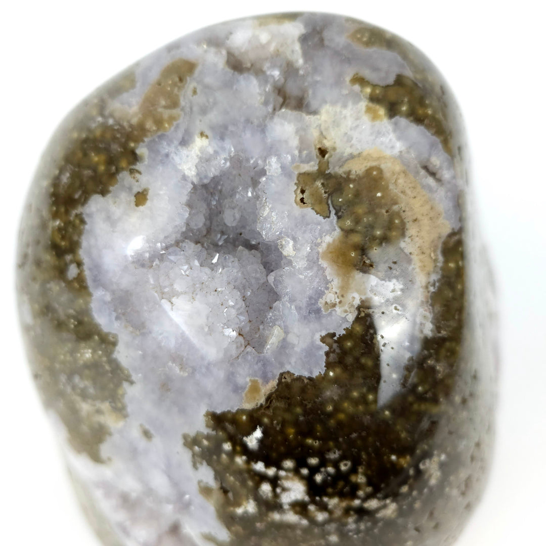 Ocean Jasper Geode Freeform Extra Large 37 Lbs Lavender Crystals With Orbicular Jasper
