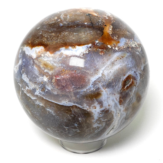 Ocean Jasper Sphere Large 4.3" Mineral Crystal Ball With Druzy Quartz Crystal Geodes