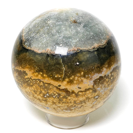 Ocean Jasper Sphere Large Yellow Orbicular Healing Crystal Mineral Ball