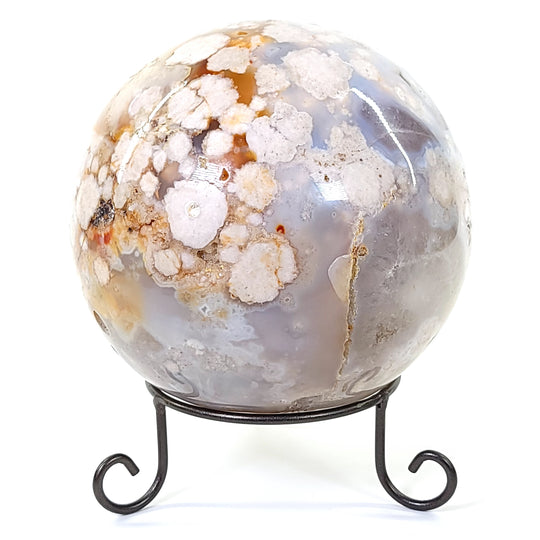 Flower Agate Crystal Ball Sphere Banded Druzy Lace Large 18 Lb