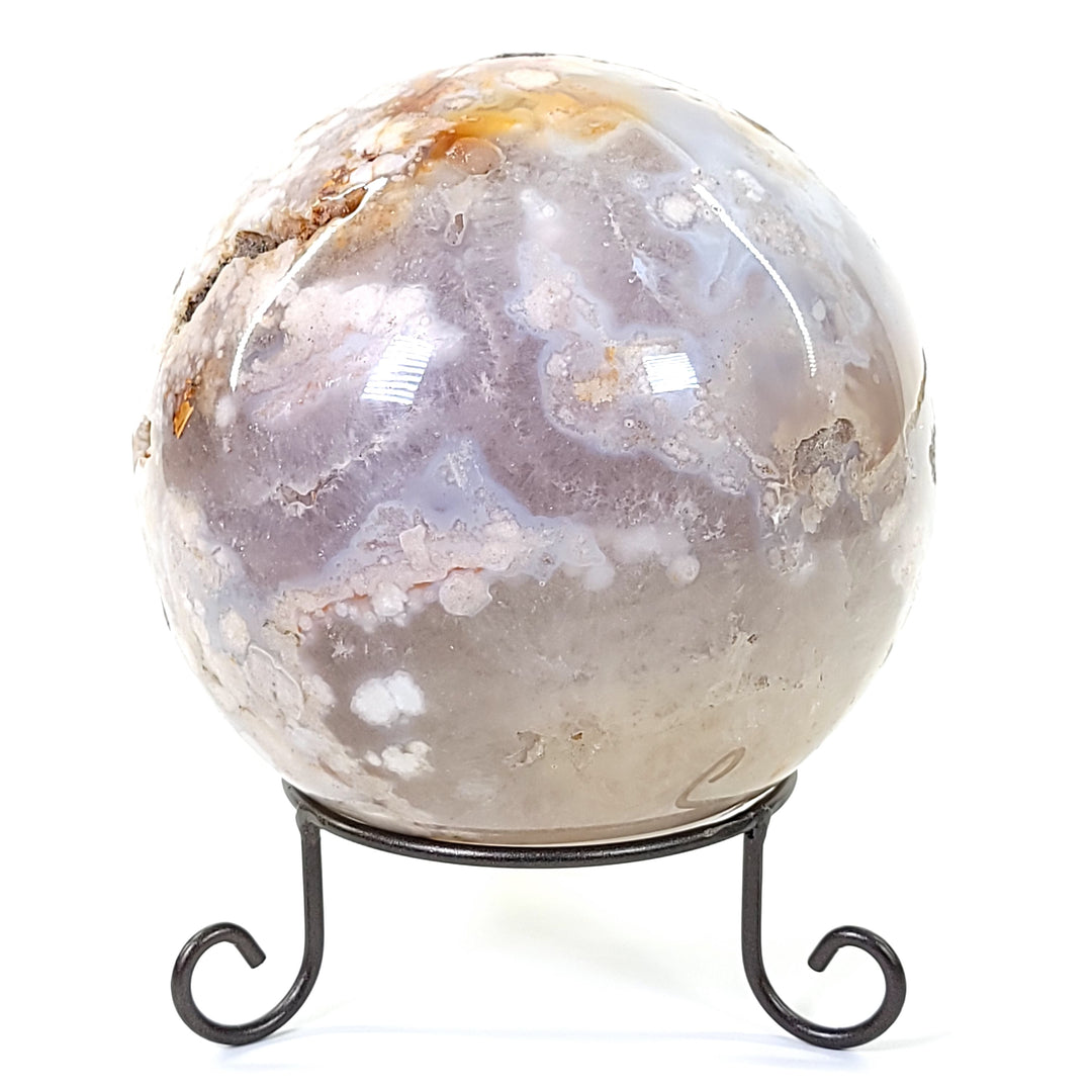 Flower Agate Crystal Ball Sphere Banded Druzy Lace Large 18 Lb