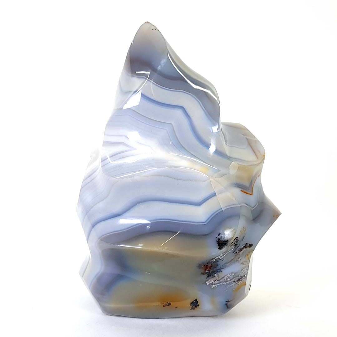 Agate Flame Natural Large Blue White Banded Spiral 7 lbs
