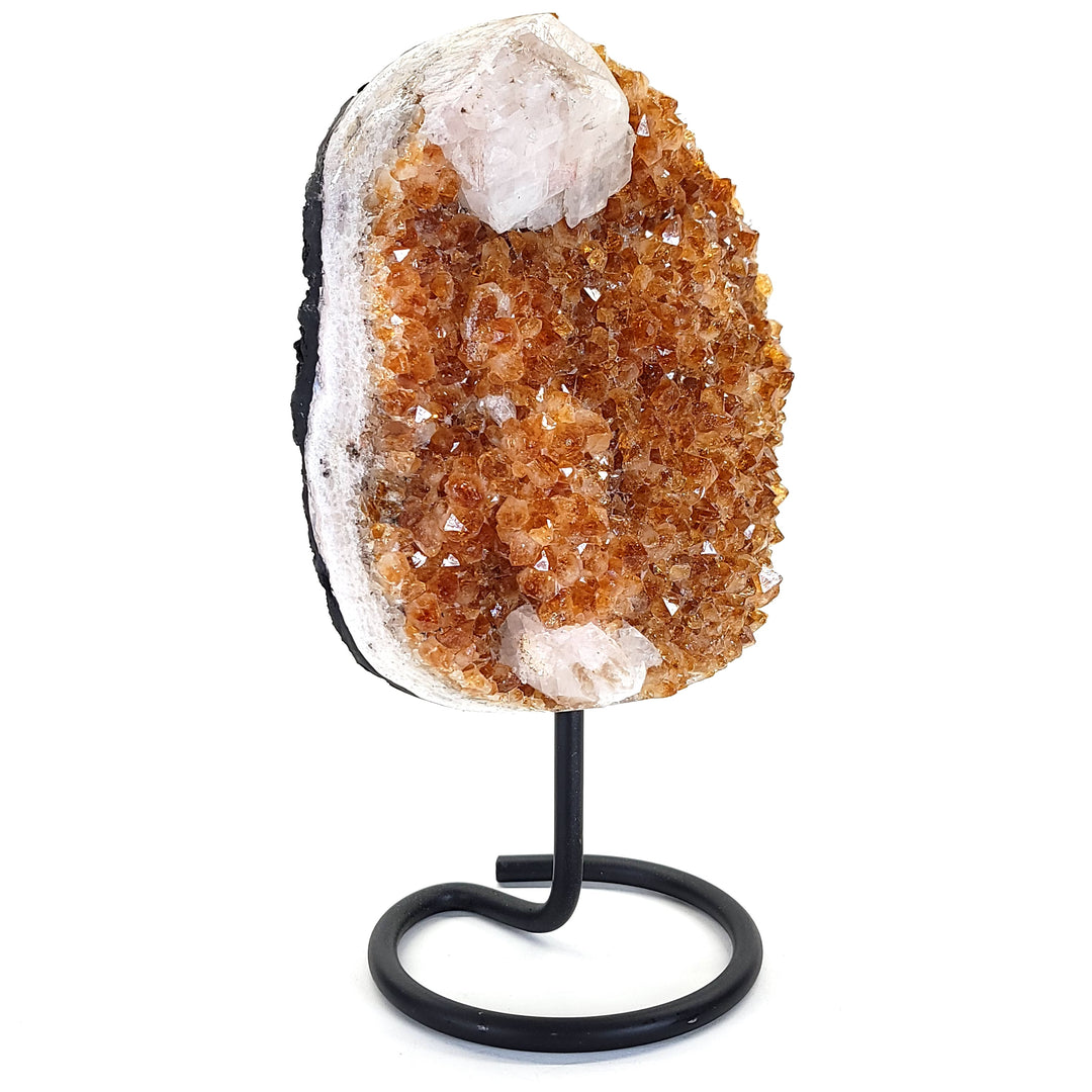 Citrine Geode & Calcite Crystal With Stand Extra Large 8 Lbs Natural Yellow & Orange Citrine Decor