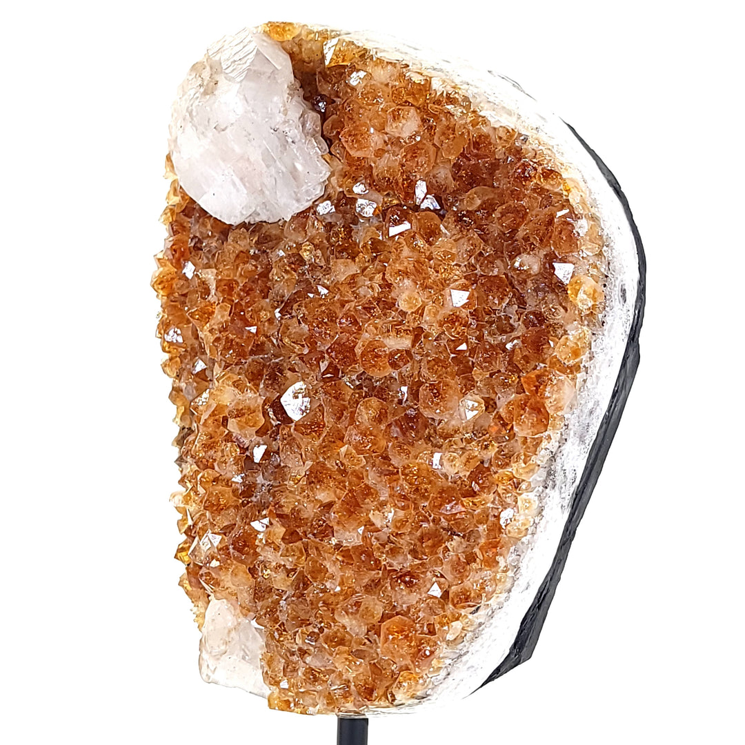 Citrine Geode & Calcite Crystal With Stand Extra Large 8 Lbs Natural Yellow & Orange Citrine Decor