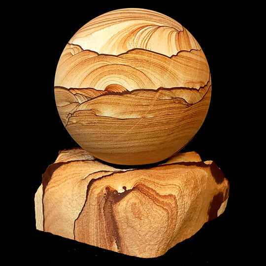 Sandstone Sphere Sculpture With Hematite! Large Natural Mineral Sphere, Utah Picture Sandstone!