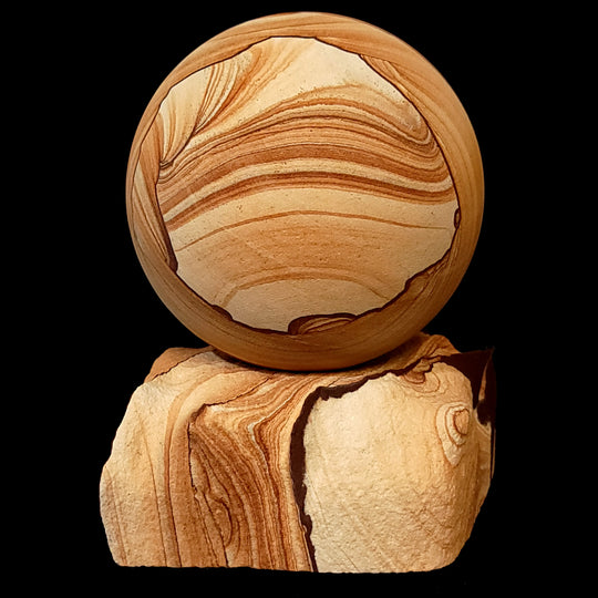 Sandstone Sphere Sculpture With Hematite! Large Natural Mineral Sphere, Utah Picture Sandstone!