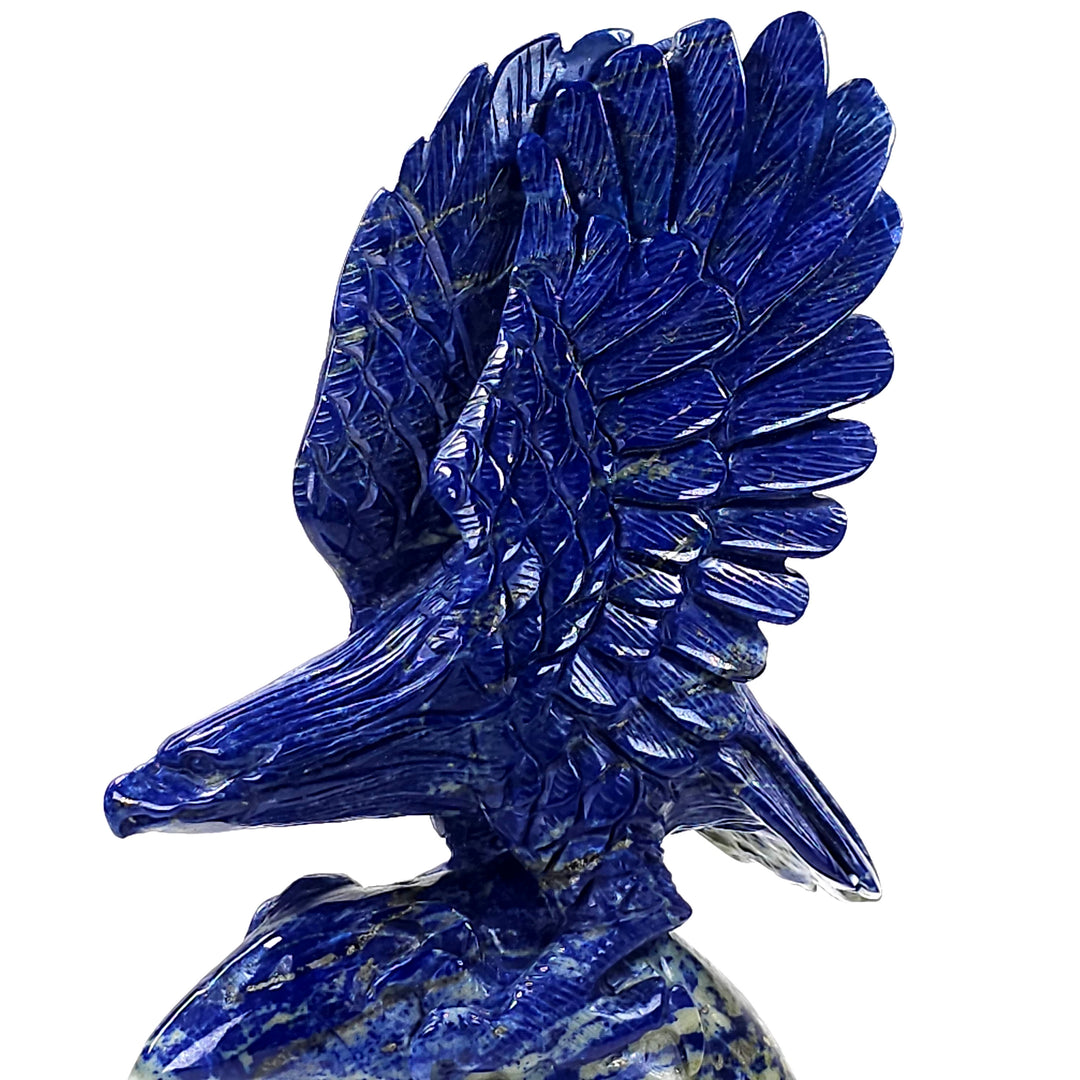 Lapis Lazuli Eagle Moon Figurine Large 3.5 Lbs Blue Gemstone Sculpture Statue!