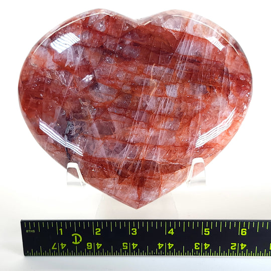 Red Fire Quartz Heart Crystal, Large 6.5” AAA+ Quality, Gemmy Red Hematoid Quartz Crystal Heart!