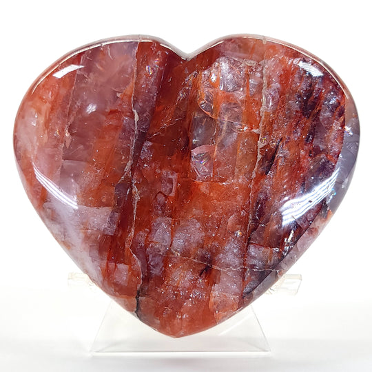 Fire Quartz Heart Crystal, Large 5.5” AAA+ Quality, Gemmy Red Hematoid Quartz Crystal Heart!