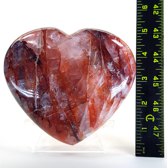 Fire Quartz Heart Crystal, Large 5.5” AAA+ Quality, Gemmy Red Hematoid Quartz Crystal Heart!