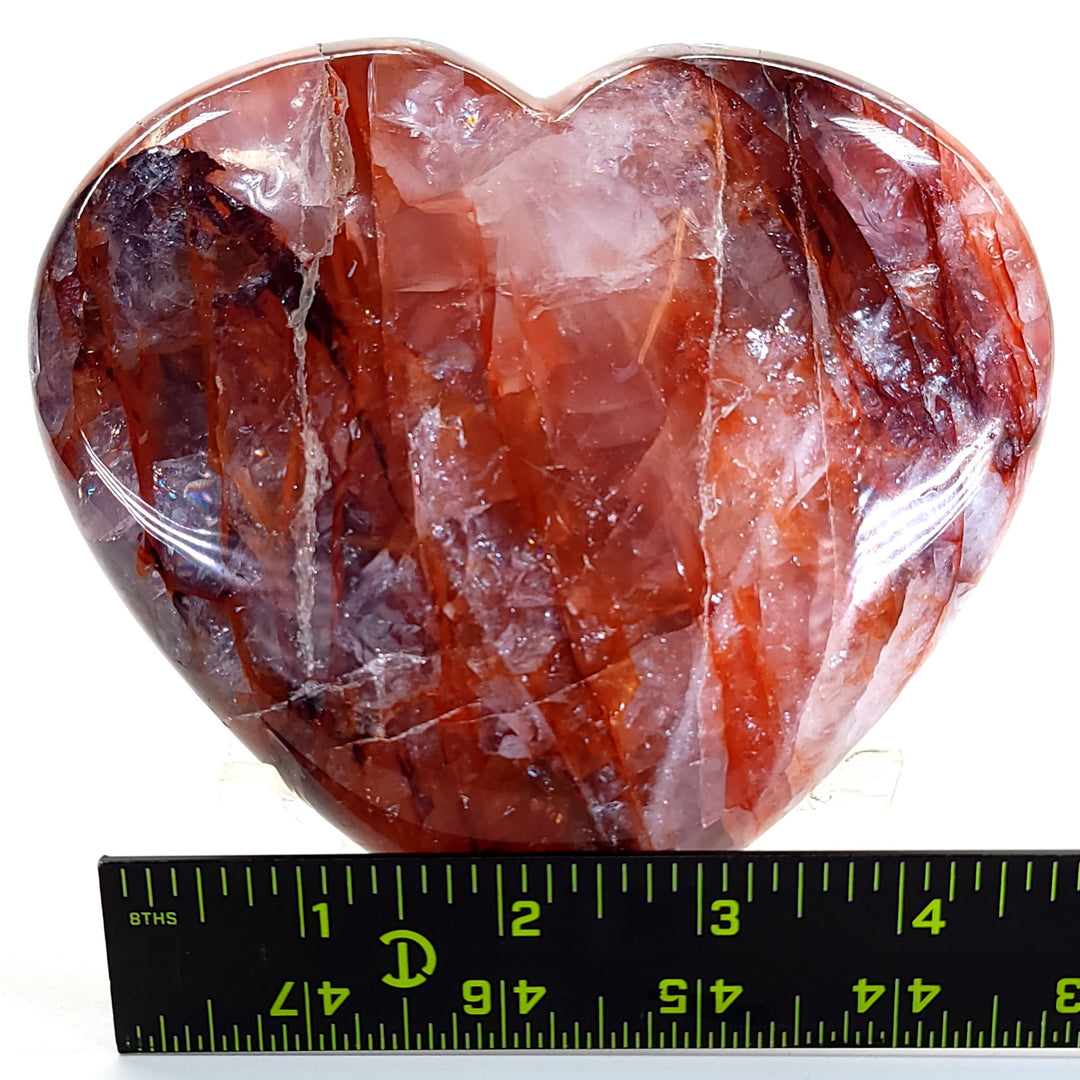 Fire Quartz Heart Crystal, Large 5.5” AAA+ Quality, Gemmy Red Hematoid Quartz Crystal Heart!