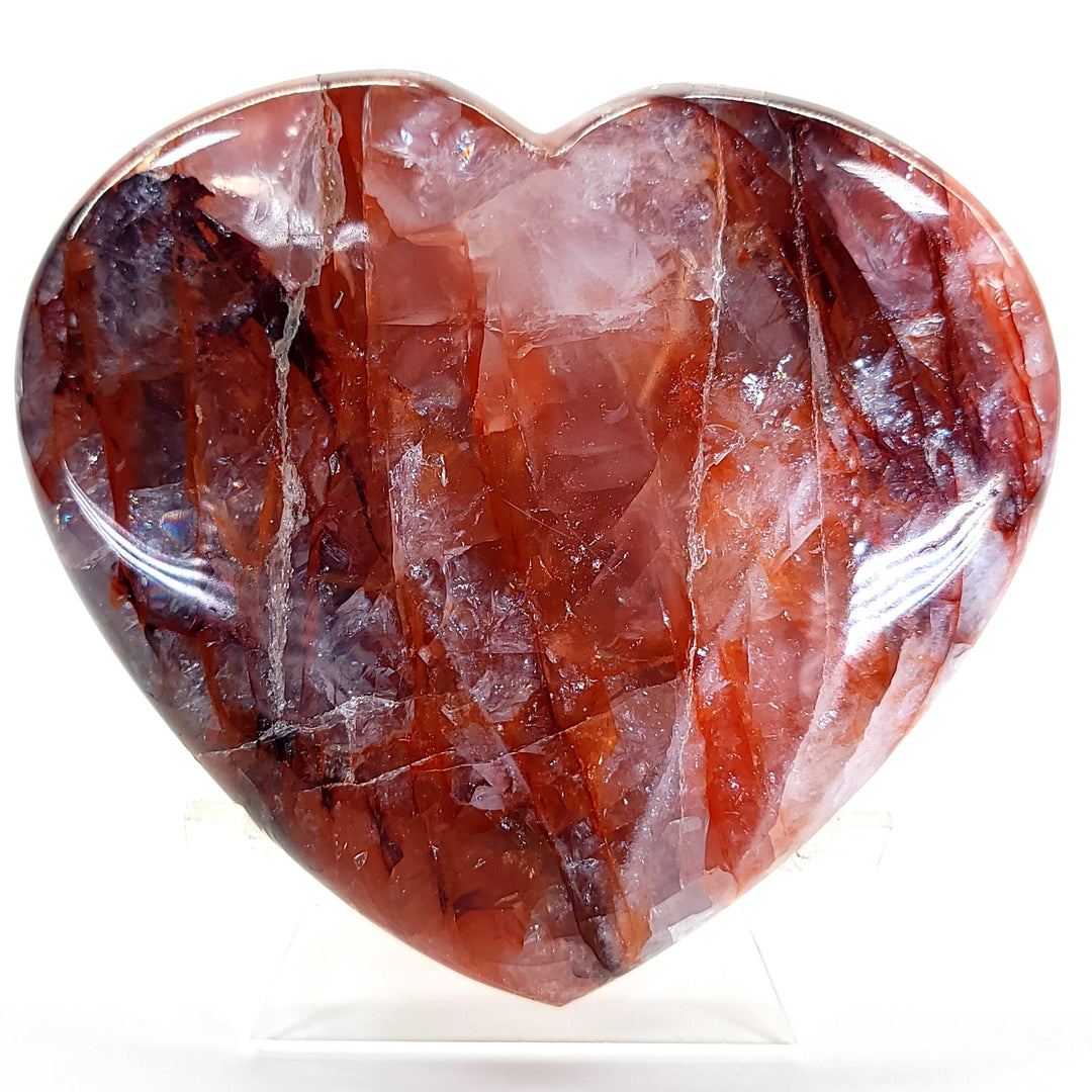 Fire Quartz Heart Crystal, Large 5.5” AAA+ Quality, Gemmy Red Hematoid Quartz Crystal Heart!