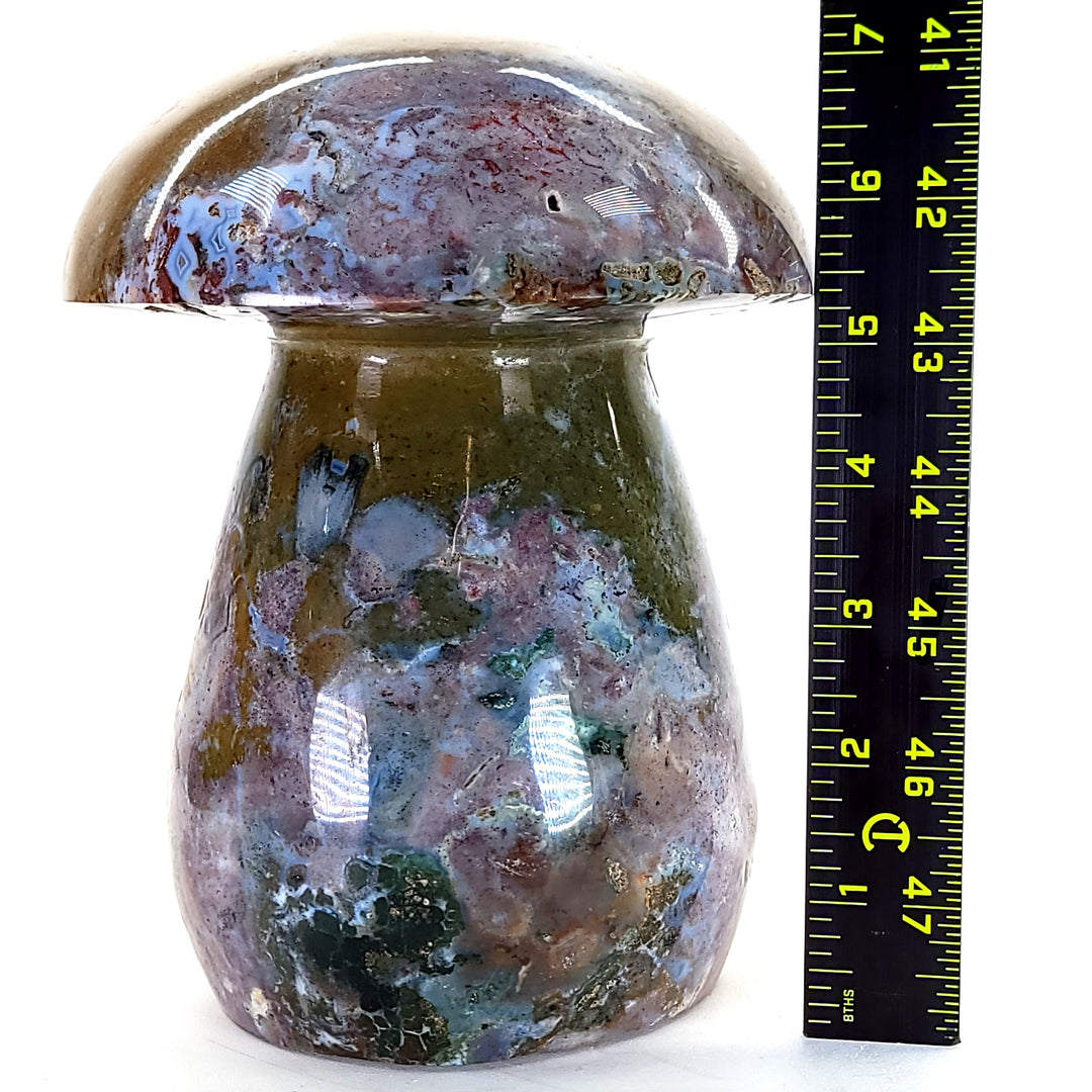 Ocean Jasper Crystal Mushroom Large 8 Lb Cosmic Rainbow Jasper Agate Sculpture Decor