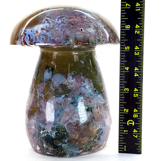 Ocean Jasper Crystal Mushroom Large 8 Lb Cosmic Rainbow Jasper Agate Sculpture Decor