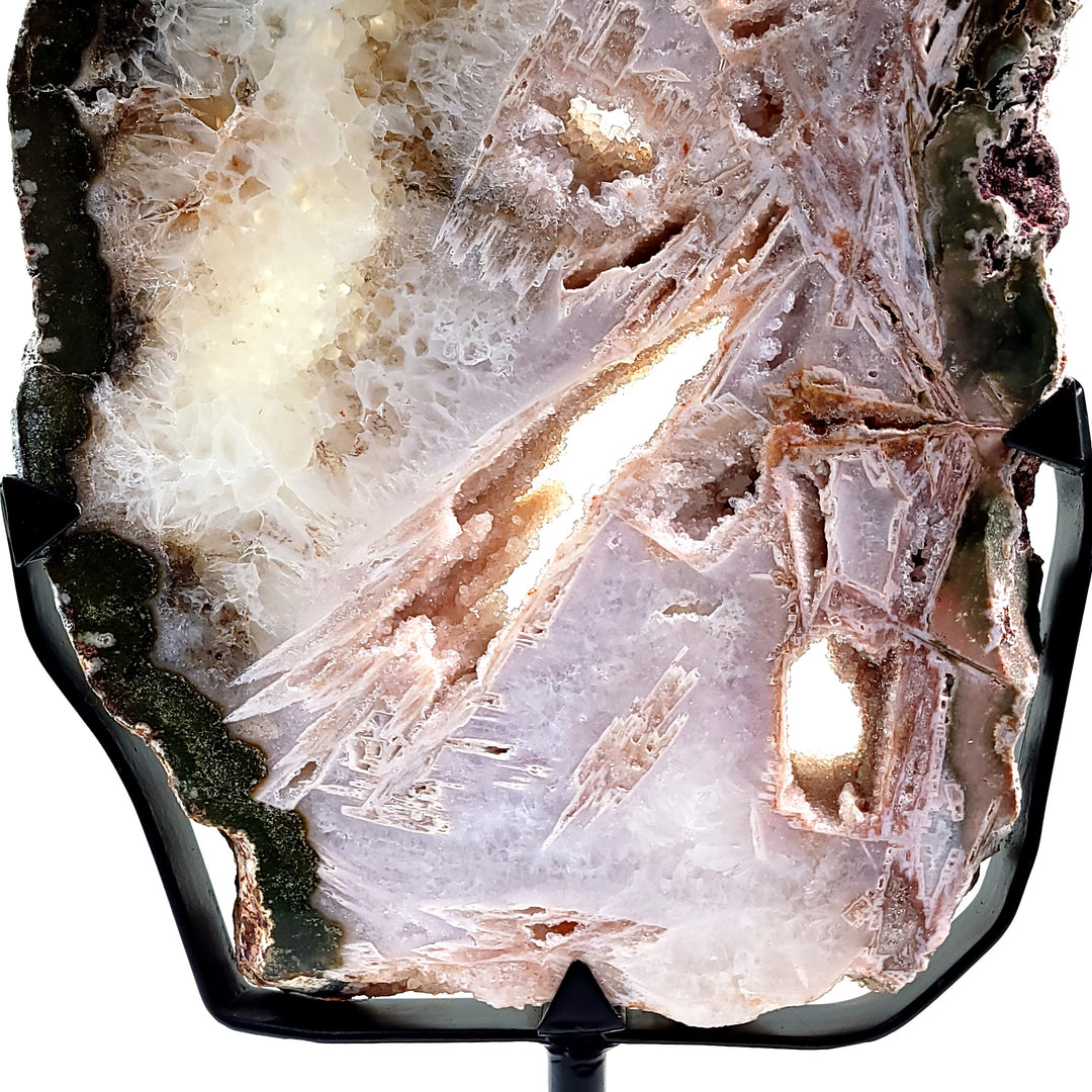 Pink Amethyst Crystal Slab Large Rose De France Striated Druzy Crystal Geodes, Gift For Her Home Decor