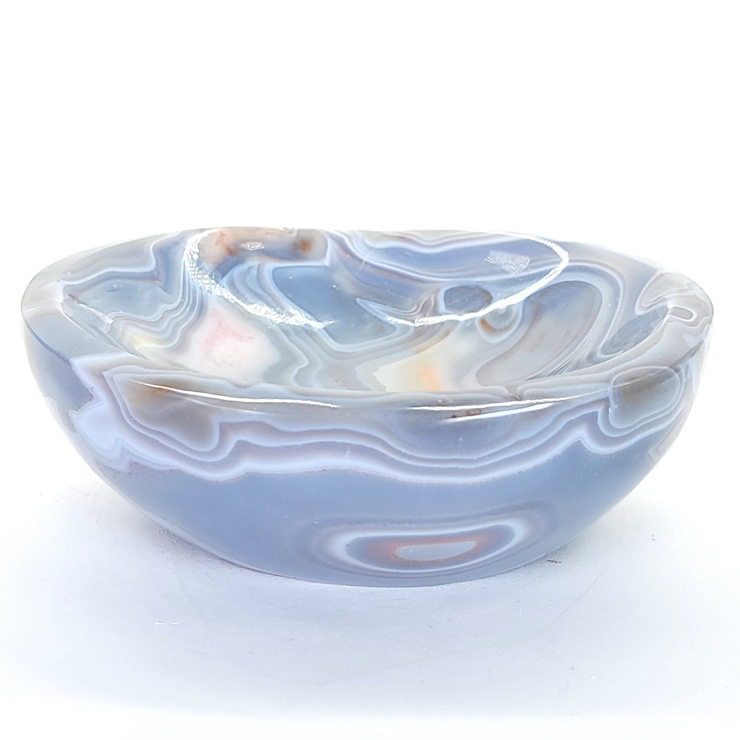 Blue Agate Bowl Large 6” Home Decor, Banded Agate Crystal Gemstone Bowl!