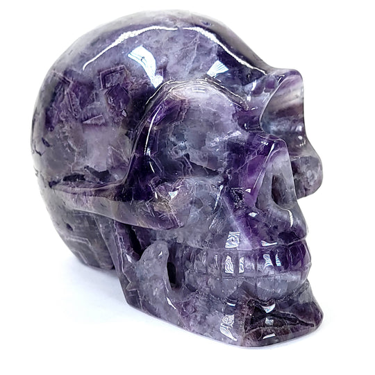 Amethyst Crystal Skull Large 8 Lbs! Dream Chevron Purple Amethyst, Big Realistic Skull Crystal!