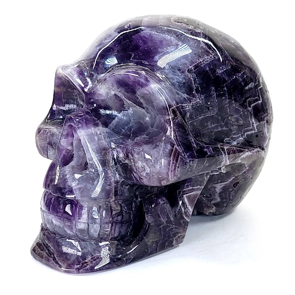 Amethyst Crystal Skull Large 8 Lbs! Dream Chevron Purple Amethyst, Big Realistic Skull Crystal!