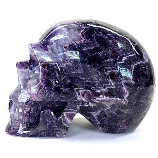 Amethyst Crystal Skull Large 8 Lbs! Dream Chevron Purple Amethyst, Big Realistic Skull Crystal!