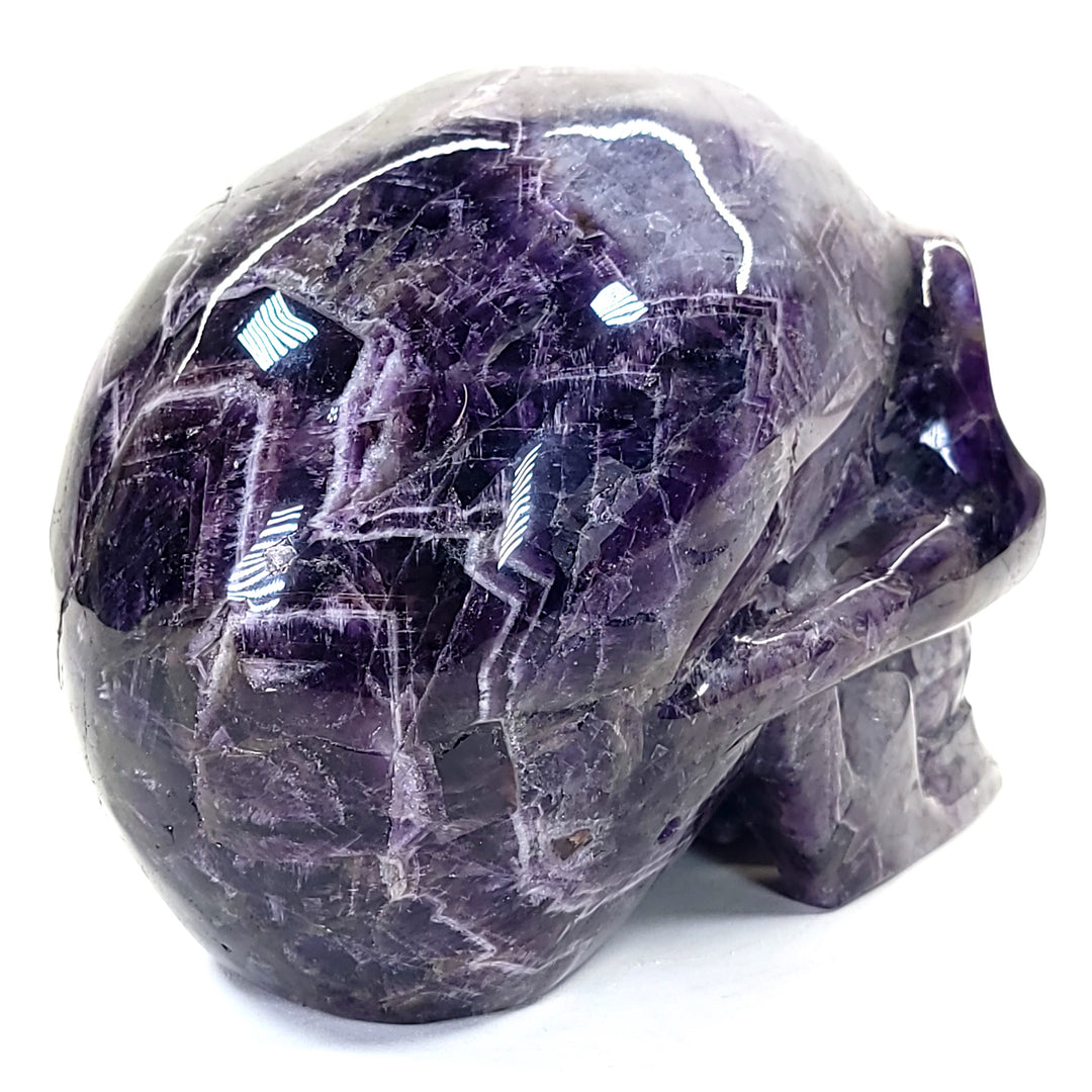 Amethyst Crystal Skull Large 8 Lbs! Dream Chevron Purple Amethyst, Big Realistic Skull Crystal!