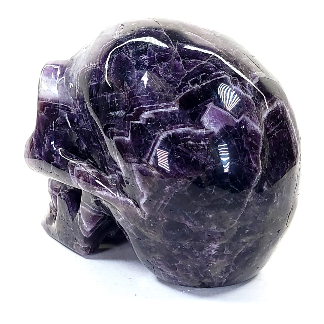 Amethyst Crystal Skull Large 8 Lbs! Dream Chevron Purple Amethyst, Big Realistic Skull Crystal!