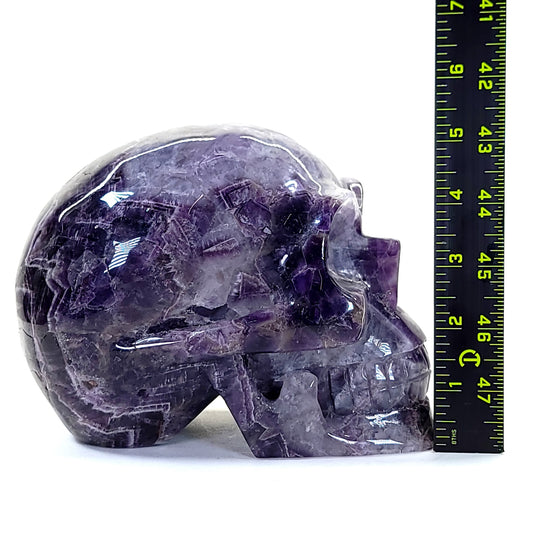 Amethyst Crystal Skull Large 8 Lbs! Dream Chevron Purple Amethyst, Big Realistic Skull Crystal!