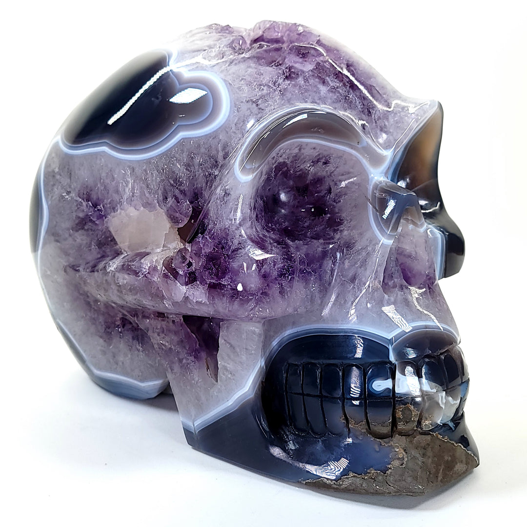 Crystal Skull Large 19 Lbs! Amethyst Geodes With Blue Agate, Big Gemstone Skull Crystal!