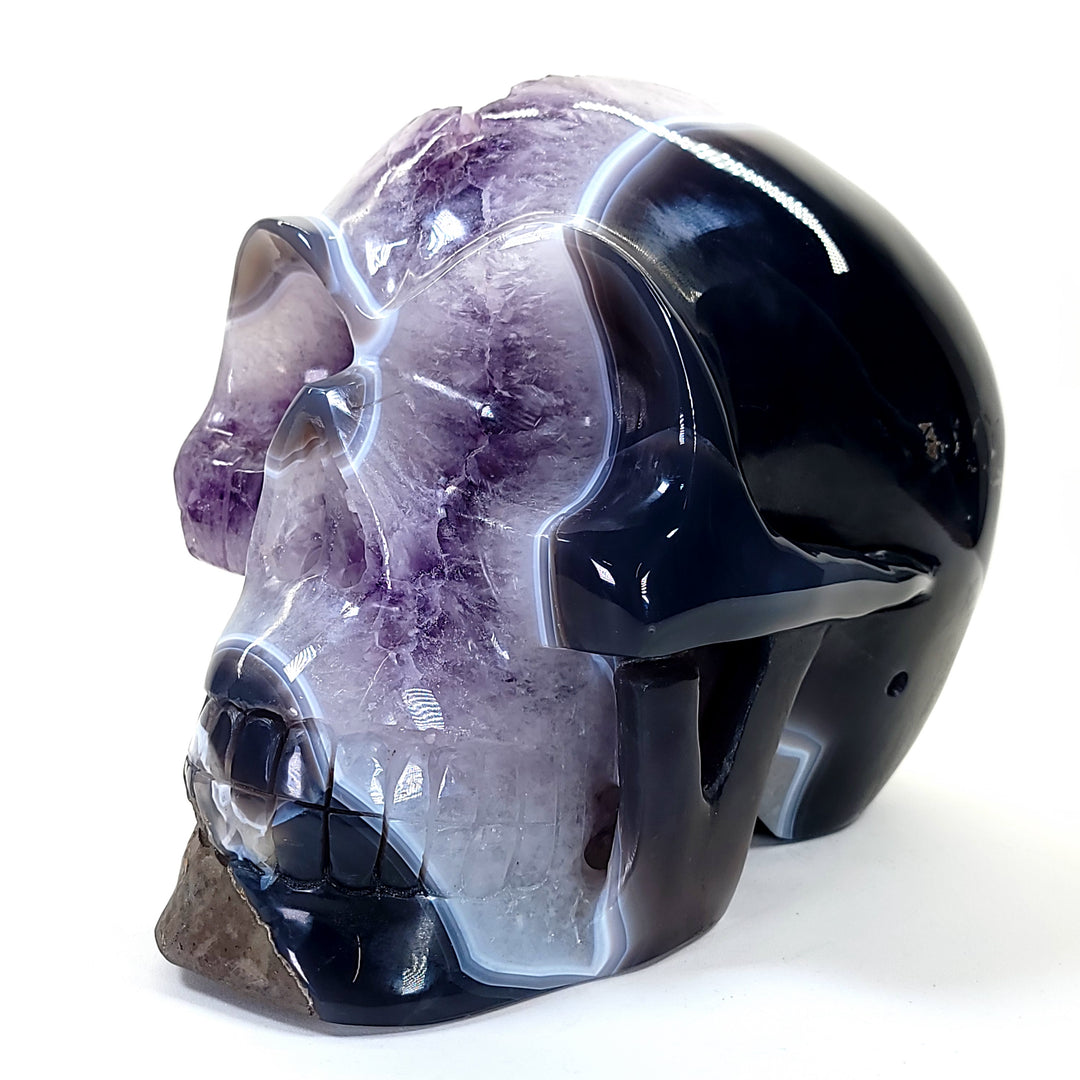 Crystal Skull Large 19 Lbs! Amethyst Geodes With Blue Agate, Big Gemstone Skull Crystal!