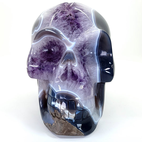 Crystal Skull Large 19 Lbs! Amethyst Geodes With Blue Agate, Big Gemstone Skull Crystal!