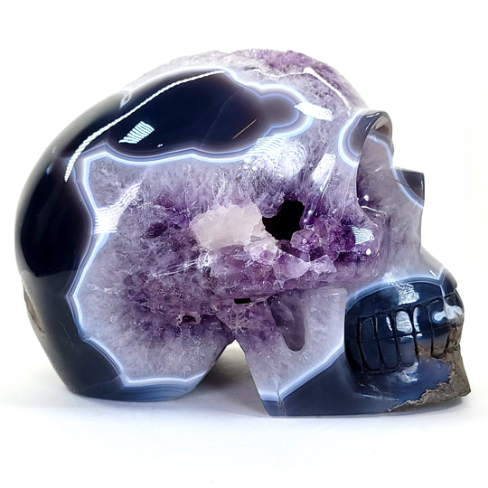 Crystal Skull Large 19 Lbs! Amethyst Geodes With Blue Agate, Big Gemstone Skull Crystal!