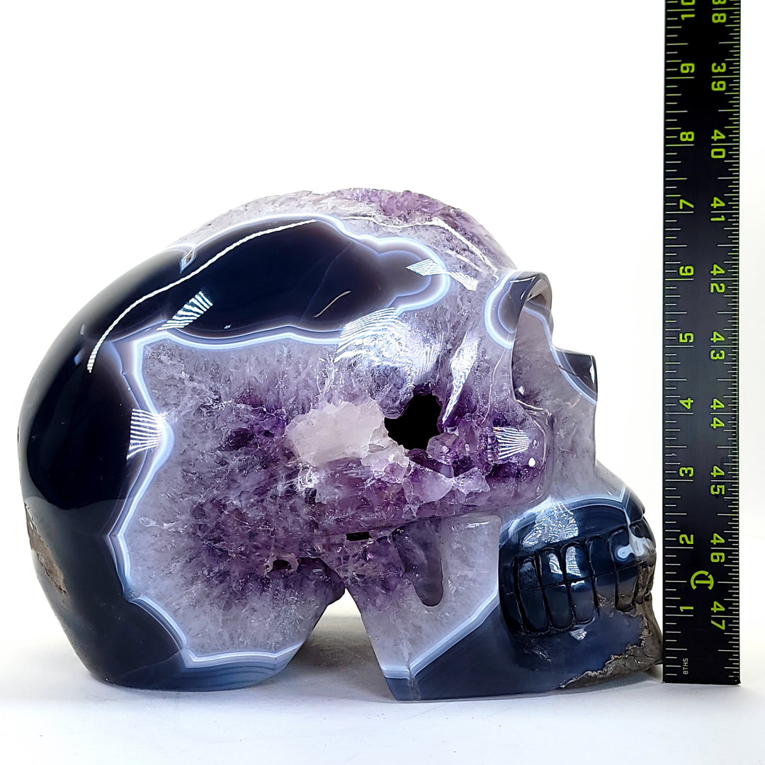 Crystal Skull Large 19 Lbs! Amethyst Geodes With Blue Agate, Big Gemstone Skull Crystal!