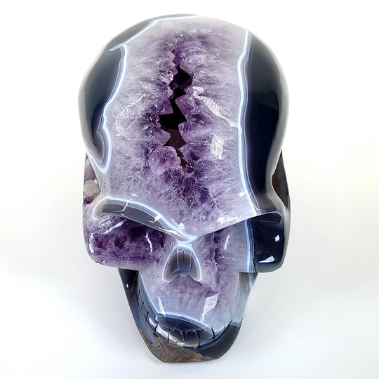 Crystal Skull Large 19 Lbs! Amethyst Geodes With Blue Agate, Big Gemstone Skull Crystal!