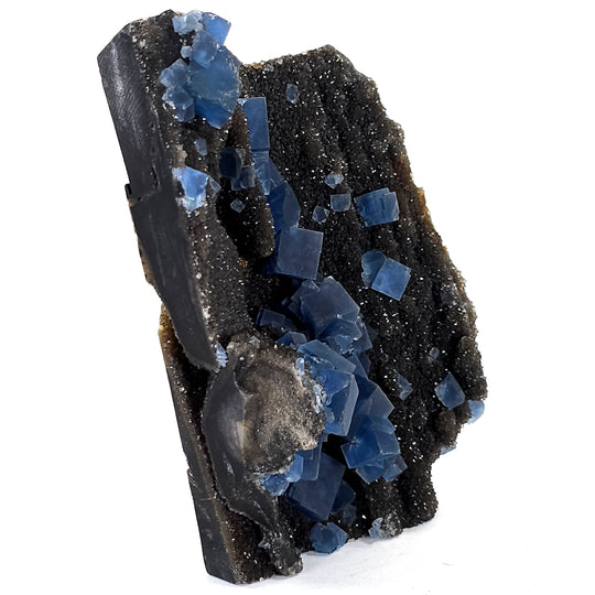 Blue Fluorite Smoky Quartz Slab Beautiful Rare Mineral Specimen From Fuijan China