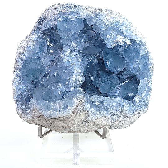 Celestite Crystal Cluster Geode Large 5.9 Lbs Heavenly Blue Celestine Gem