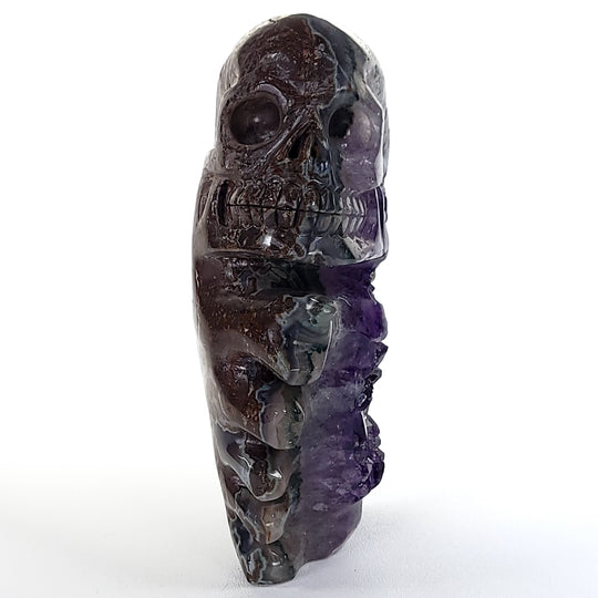 Crystal Skull & Ribcage! Large Amethyst Geode With Jasper, Halloween Dia De Los Muertos!