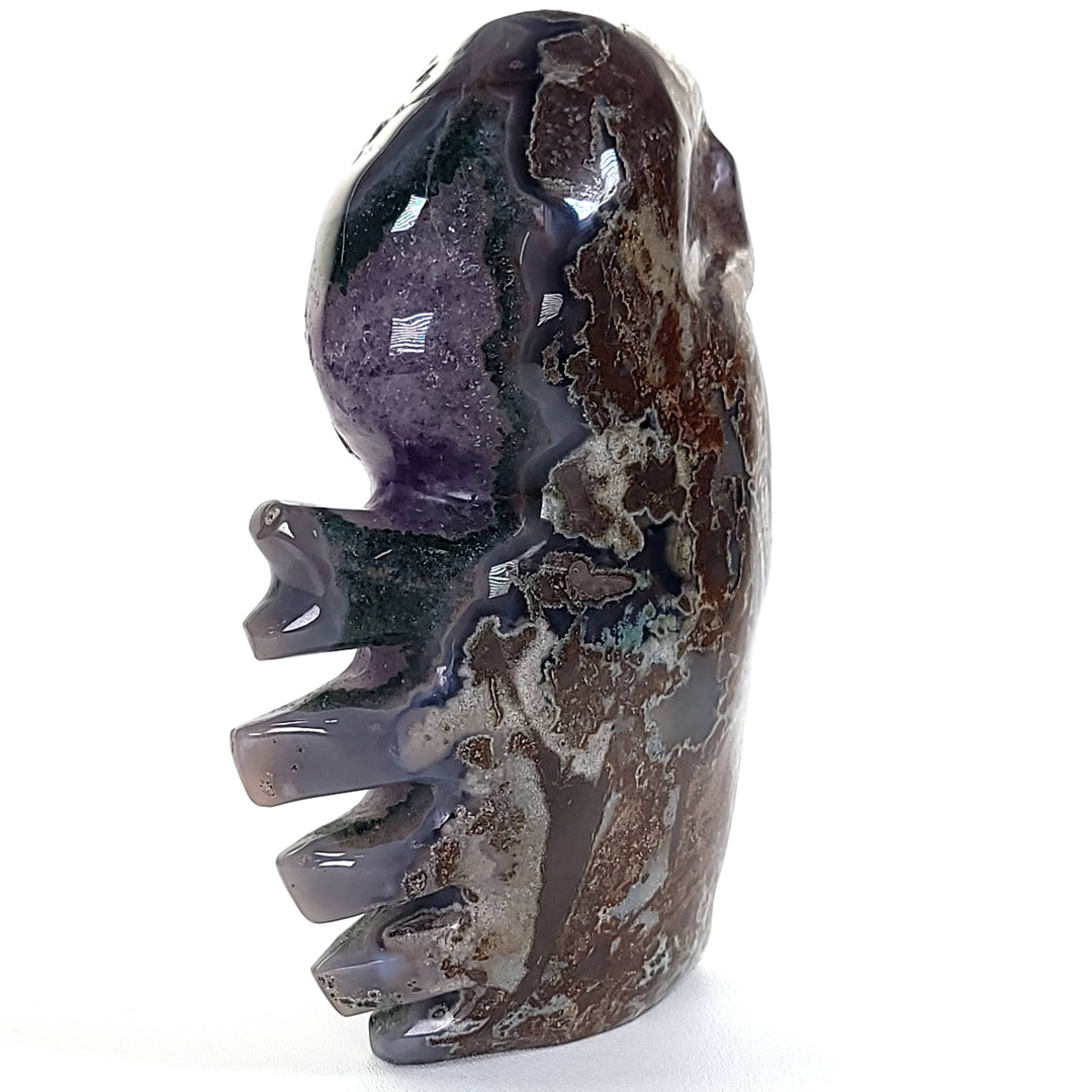 Crystal Skull & Ribcage! Large Amethyst Geode With Jasper, Halloween Dia De Los Muertos!