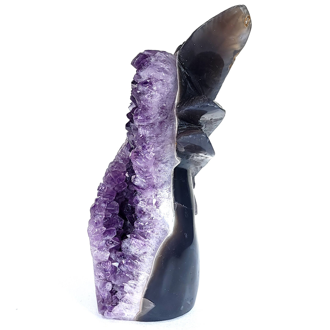 Native American Indian Chief Carving 9" Natural Blue Agate Amethyst Geode Crystal