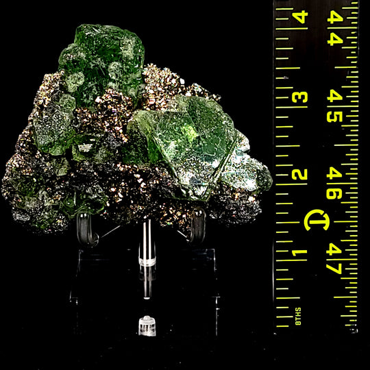 Green Fluorite Pyrite Sphalerite Mineral Specimen Large 3" Crystal Cluster Stone