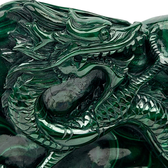 Malachite Dragon Stone, Crystal Home Decor Gift, Green Chinese Dragon Sculpture Statue!