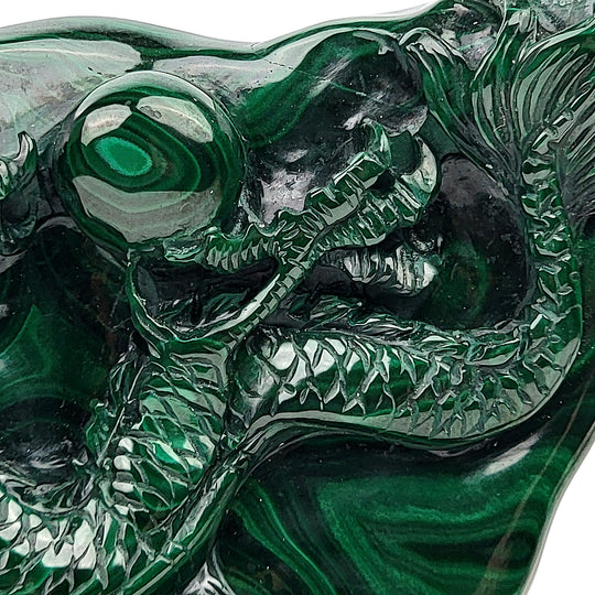 Malachite Dragon Stone, Crystal Home Decor Gift, Green Chinese Dragon Sculpture Statue!