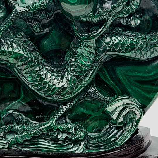 Malachite Dragon Stone, Crystal Home Decor Gift, Green Chinese Dragon Sculpture Statue!