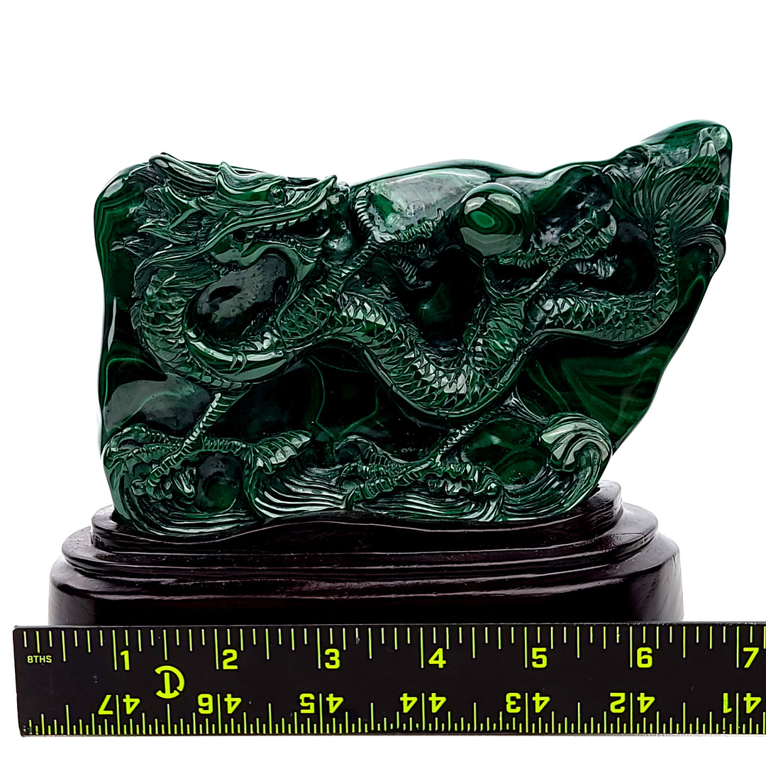 Malachite Dragon Stone, Crystal Home Decor Gift, Green Chinese Dragon Sculpture Statue!