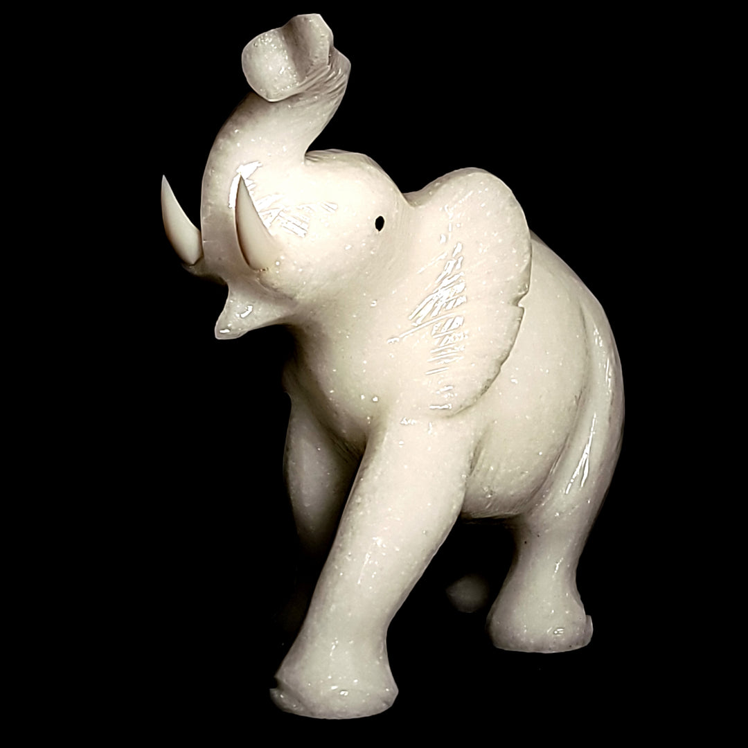 White Elephant Statue Figurine Large 7” Calcite Crystal Elephant Gift Sculpture!