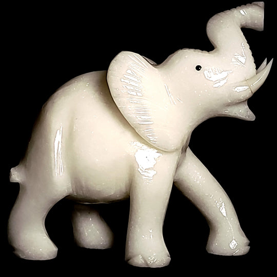 White Elephant Statue Figurine Large 7” Calcite Crystal Elephant Gift Sculpture!