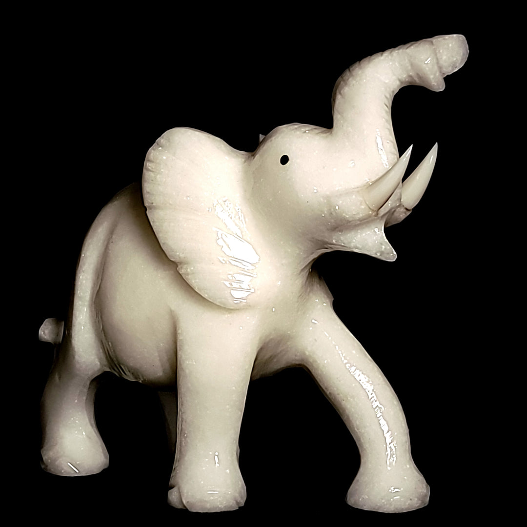 White Elephant Statue Figurine Large 7” Calcite Crystal Elephant Gift Sculpture!