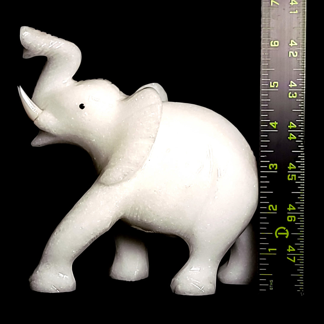 White Elephant Statue Figurine Large 7” Calcite Crystal Elephant Gift Sculpture!