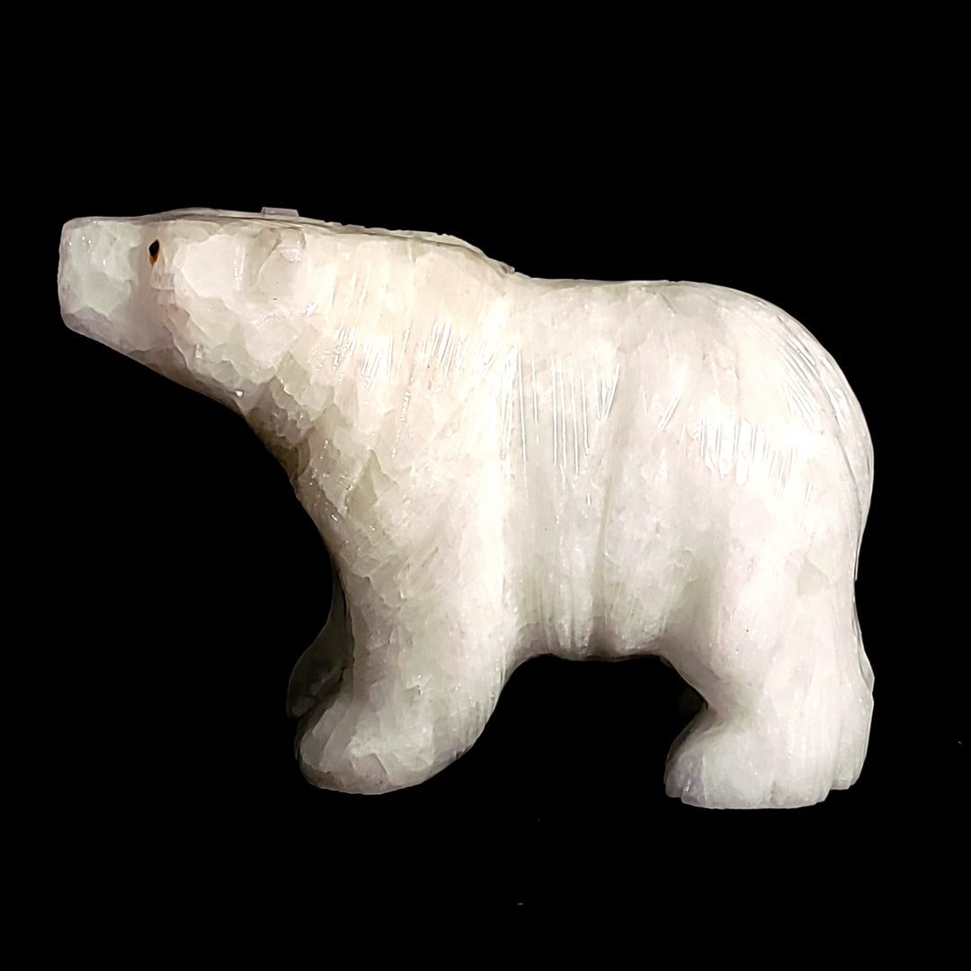 White Polar Bear Figurine Large 6” Statue Sculpture Crystal Calcite White Bear Art Gift Decor